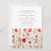 Pastel Roze Boho Wildbloemen Bruiloft QR-code Foto Kaart (Voorkant)