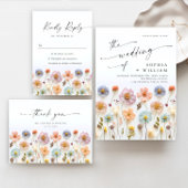 Pastel Roze Boho Wildbloemen Bruiloft QR-code Foto Save The Date