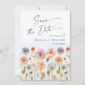 Pastel Roze Boho Wilde Bloemen Huwelijk QR code Save The Date (Voorkant)