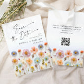 Pastel Roze Boho Wilde Bloemen Huwelijk QR code Save The Date