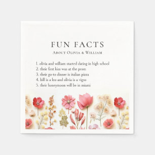 Pastel Roze Boho Wildflower Leuke Feiten Bruiloft Servet