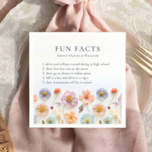 Pastel Roze Boho Wildflower Leuke Feiten Bruiloft Servet