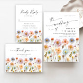 Pastel Roze Boho Wildflowers Bruids Game Kaart