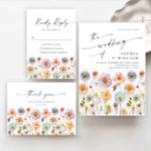 Pastel Roze Boho Wildflowers Bruids Game Kaart