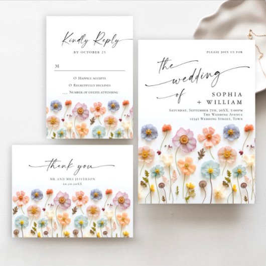 Pastel Roze Boho Wildflowers Bruids Game Kaart