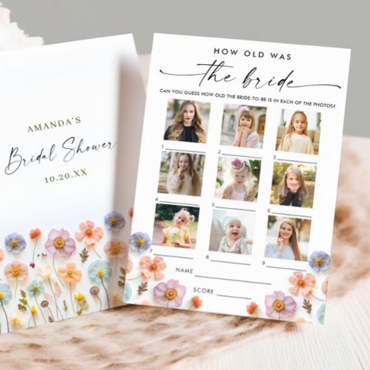 Pastel Roze Boho Wildflowers Bruids Game Kaart