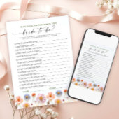 Pastel Roze Boho Wildflowers Bruids Game Kaart