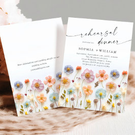 Pastel Roze Boho Wildflowers repetitie diner Kaart