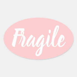 Pastel roze breekbare trendy moderne bedrijven ovale sticker