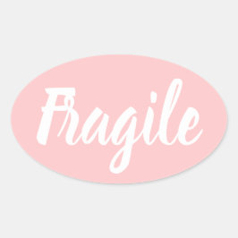 Pastel roze breekbare trendy moderne bedrijven ovale sticker
