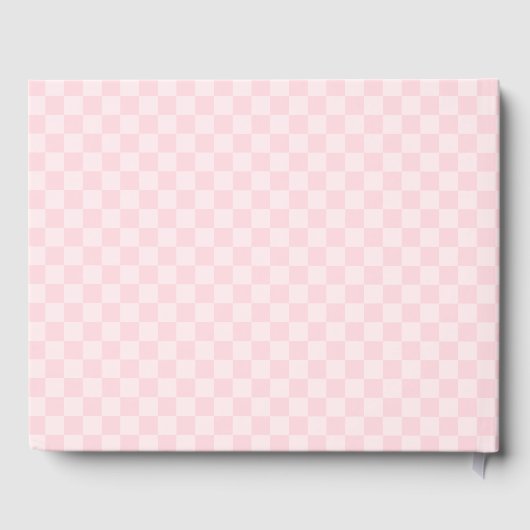 Pastel Roze Checkerboard Viering van het Leven Gastenboek (Achterkant)