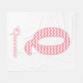 Pastel Roze Chevron Letter Q Design Fleece Deken (Voorkant (Horizontaal))