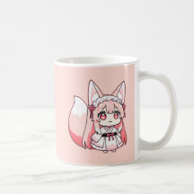 Pastel Roze Chibi Vos Meisje Koffiekop
