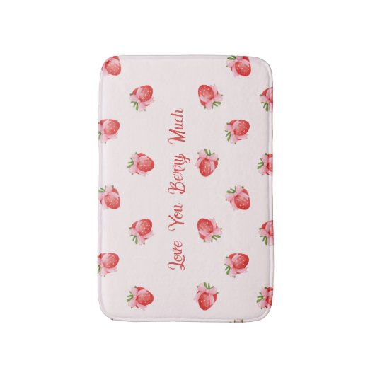 Pastel Roze Coquette Aardbei gepersonaliseerd Badmat (Voorkant Verticaal)