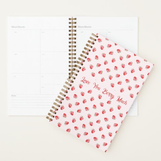 Pastel Roze Coquette Aardbei gepersonaliseerd Planner (Display)