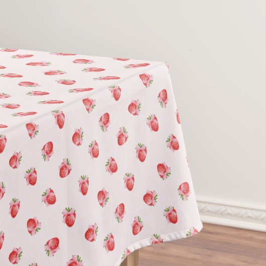 Pastel Roze Coquette Aardbei gepersonaliseerd Tafelkleed (Voorbeeld)
