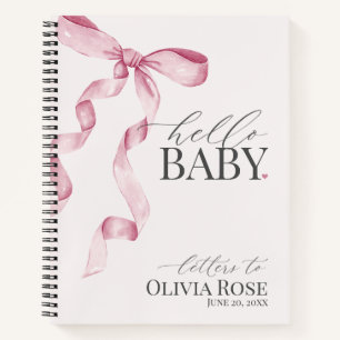 Pastel Roze Coquette Bow Meisje Baby shower Letter Notitieboek