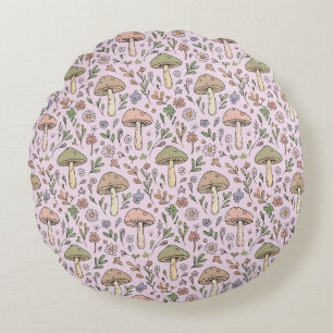 Pastel Roze Cottagecore Schimmel Naadloos Patroon Rond Kussen