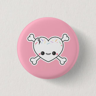 Pastel Roze Creepy Cute Heart Skull Ronde Button 3,2 Cm