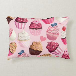 Pastel roze cupcakes: patroon. accent kussen