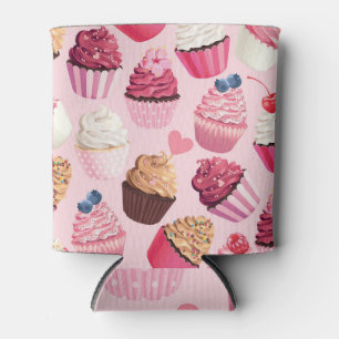 Pastel roze cupcakes: patroon. blikjeskoeler