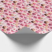 Pastel roze cupcakes: patroon. cadeaupapier (Hoek)