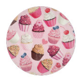 Pastel roze cupcakes:  patroon. snijplank (Voorkant)
