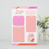 Pastel Roze Dagelijkse Maaltijd Planner boodschapp Briefpapier (Staand voorkant)