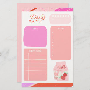 Pastel Roze Dagelijkse Maaltijd Planner boodschapp Briefpapier