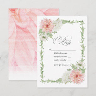 Pastel Roze Dahlia Bruiloft RSVP Kaartje