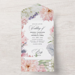 Pastel Roze Dahlia Trouw Alles In Eén Uitnodiging