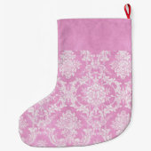 Pastel roze  Damask Pattern Grungy Fins Grote Kerstsok (Achterkant)