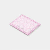 Pastel roze Damask Pattern Grungy Fins Post-it® Notes (Schuin)