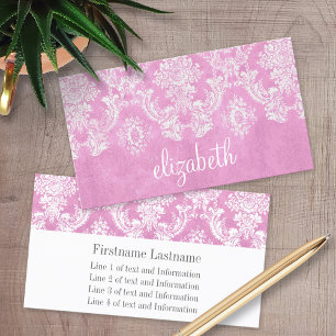 Pastel roze  Damask Pattern Grungy Fins Visitekaartje
