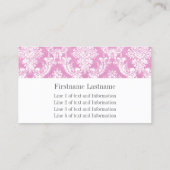 Pastel roze  Damask Pattern Grungy Fins Visitekaartje (Achterkant)