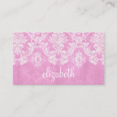 Pastel roze  Damask Pattern Grungy Fins Visitekaartje (Voorkant)