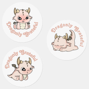 Pastel roze draak baby dankbare sticker