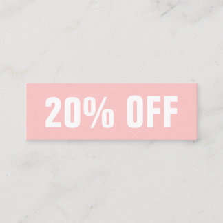 Pastel roze eenvoudige moderne trendy kortingskaar mini visitekaartje
