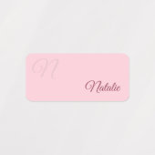 Pastel roze effen kleur gepersonaliseerd labels (Design 2)