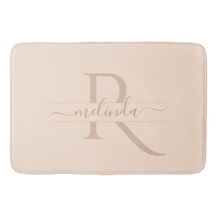 Pastel Roze Elegante Monogram Chic Naam Badmat