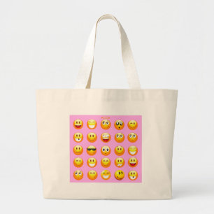 pastel roze emoji grote tote bag