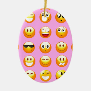 pastel roze emoji keramisch ornament