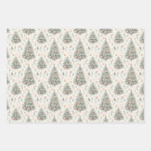 Pastel Roze en Blauwe Kerstbomen Versierd Inpakpapier Vel (Voorkant 2)