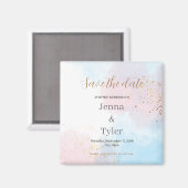 Pastel Roze en Blauwe Waterverf sparen de Datum Magneet (Voorkant / Achterkant)