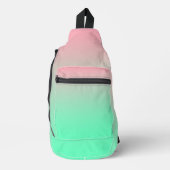Pastel roze en bord groene gradiënt ombre sling bag (Voorkant)