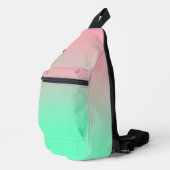 Pastel roze en bord groene gradiënt ombre sling bag (Rechterhoek)