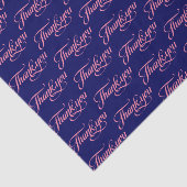 Pastel roze en donkerblauw Dank u patroon Tissuepapier (Detail)