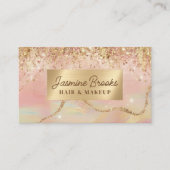 Pastel roze en goud moderne glitter visitekaartje (Voorkant)