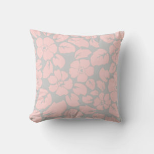 Pastel Roze en grijs bloempatroon Kussen