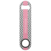 Pastel Roze en Grijze Chevrons Aangepaste naam Speed Flessenopener (Voorkant)